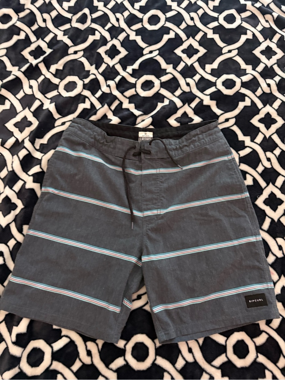 Rip Curl Dark Gray Striped Hybrid Shorts